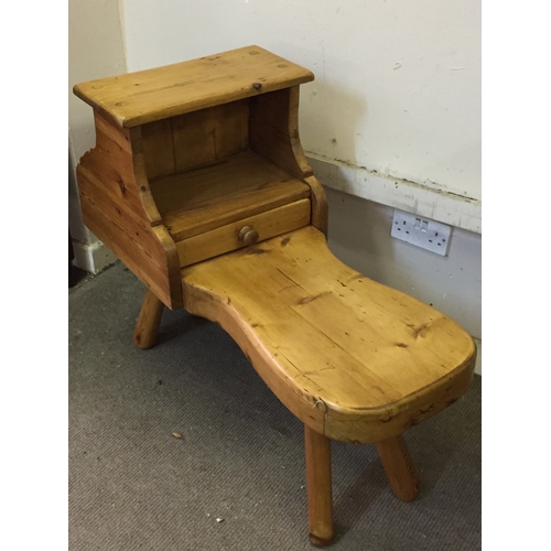 9 - Antique Pine Cobblers Stool Harrods Stamp To The Base