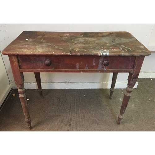 27 - Vintage Farmhouse Table With Drawer Measures 91 x 46 x 74 cm