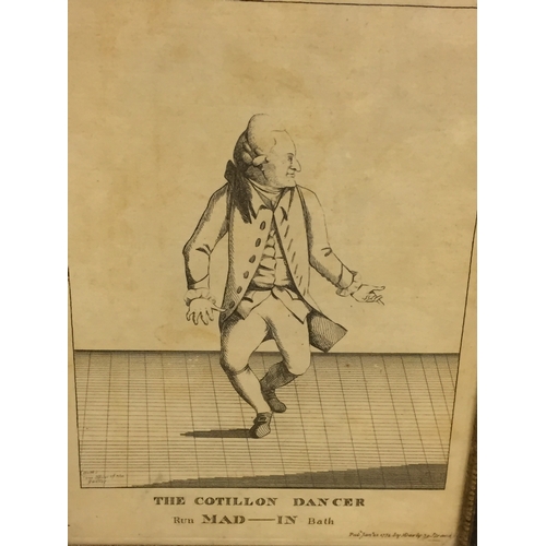 90 - Etching by M. Darly 1774 The Cotillon Dancer Run Mad In Bath (officer of the guards etched into bott... 