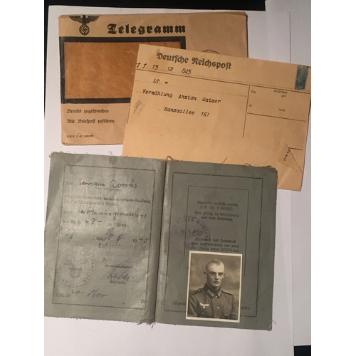 230 - German WW2 Telegram Along With A German Wehrmacht ID Card