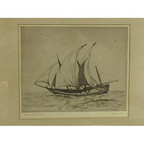 74 - Framed And Signed Tall Ship Etching Along With Another(2)