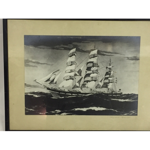 74 - Framed And Signed Tall Ship Etching Along With Another(2)