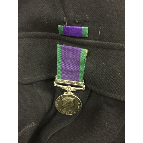 380 - J Heddings Royal Marines Jacket Hat Belt And A General service medal with Northern Ireland bar Named... 