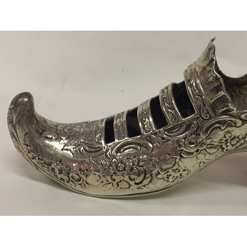 108 - Silver Hallmarked Shoe / Slipper  Possibly German Circa 1900. Measures 12cms long