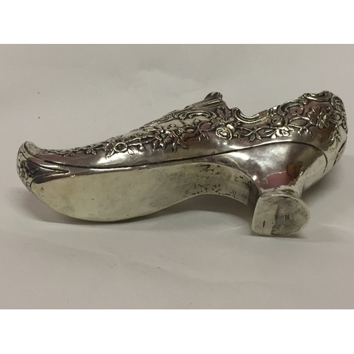 109 - Similar To Previous Lot German Silver Hallmarked Shoe / Slipper measures 15cms long