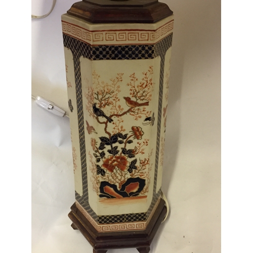 160 - Satsuma Ceramic  Lamp With Bird Decoration