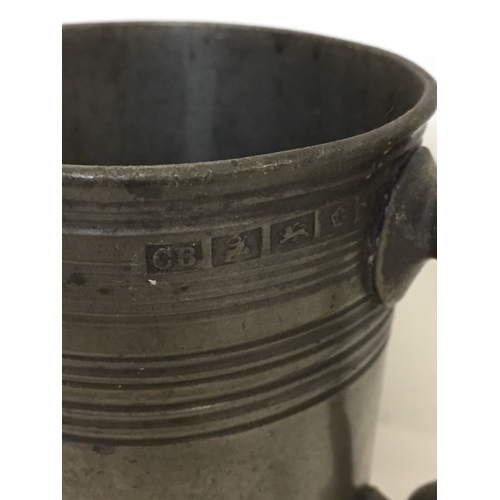 163 - Early Pewter Tankard