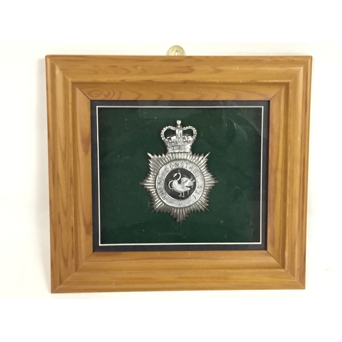 259 - Framed Police Helmet Plate Bucks Constabulary .