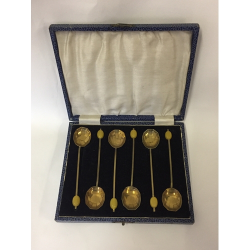 177 - Cased Set Of Vintage Goldoid Coffee Spoons