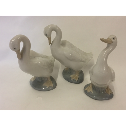 209 - 3 X Nao Goose Figures (one Damaged On Base)