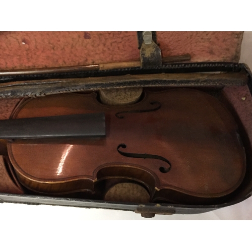 217 - Vintage Cased Violin With Bow Etc  G Bose And Co