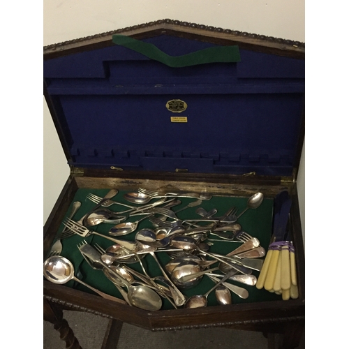 87 - Vintage Cutlery Cabinet With Various Cutlery