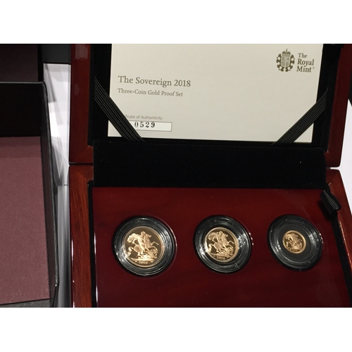 1 - The Sovereign 2018 Three Coin Gold Proof Set Limited Edition Of 1000 Number 0529 Consisting Of A Ful... 