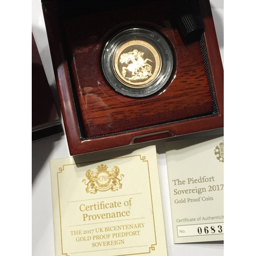 6 - The Sovereign 2017 Coin Royal Mint Cased Limited Edition Of 3500 Number 0683 With Certificate Etc