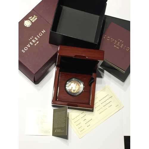 7 - The Sovereign 2018 Gold Coin Royal Mint Cased Limited Edition Of 10500 Number 02620 With Certificate... 