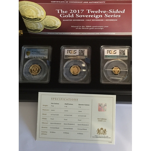 13 - Hattons Of London 2017 Twelve - Sided Gold Sovereign Series. 3 Limited Edition  Coin Box Set Compris... 
