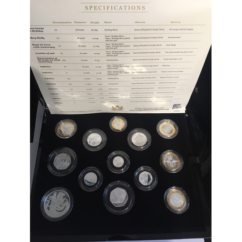 14 - The Royal Mint . The 2018 United Kingdom Silver 13 Proof Coin Set In Presentation Box And Certificat... 