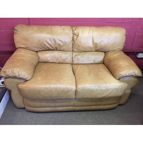 7 - Two Seater Leather Settee Measures 150x91cm