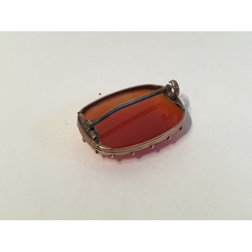 151 - Amber Style Brooch With Gold Coloured Mount