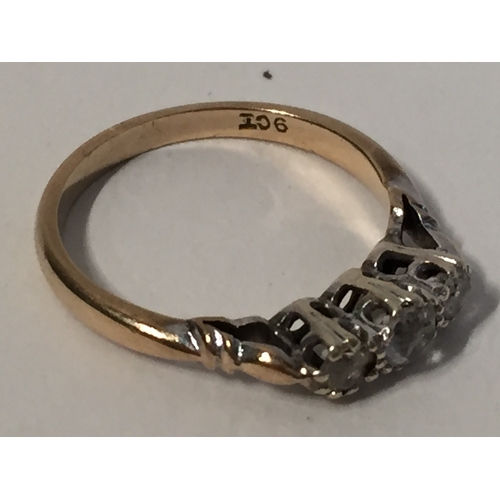 153 - 9ct Gold Hallmarked Ring With Small Mounted Diamonds