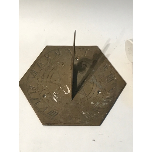 133 - Good Quality Brass Lamp Along With A Brass Sun Dial