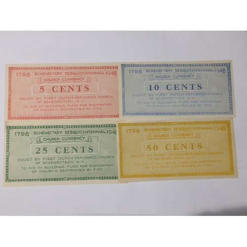 58 - The Netherlands & USA - Bank notes 50, 25, 10 and 5 cent 1948 Church currency