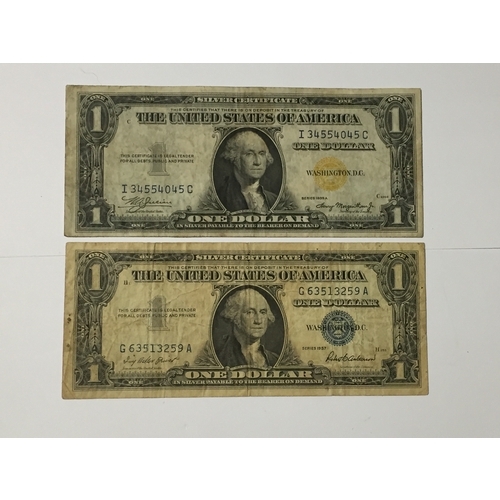 63 - 2 x Silver One Dollar Notes Series 1935 VF And 1957 VG.