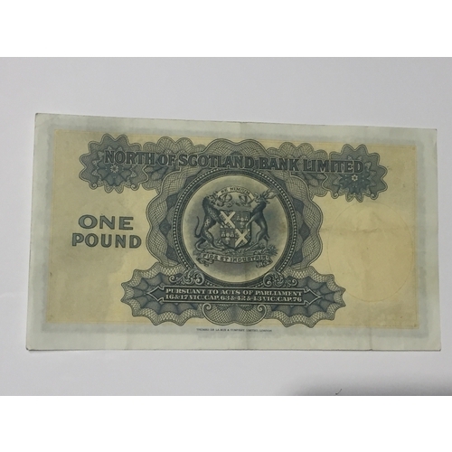 89 - North Of Scotland Bank Limited Last of the One Pound Notes . Aberdeen 1st July 1949 One Pound Note V... 