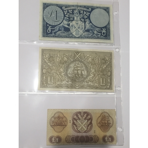 87 - National Commercial Bank Of Scotland Limited 1959 EXF One Pound Note Along With Two Bank Of Scotland... 