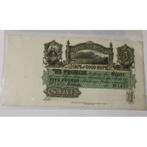 69 - Circa 1860 's Uncirculated And Printed In London On Watermarked Paper South African Montague Five Po... 