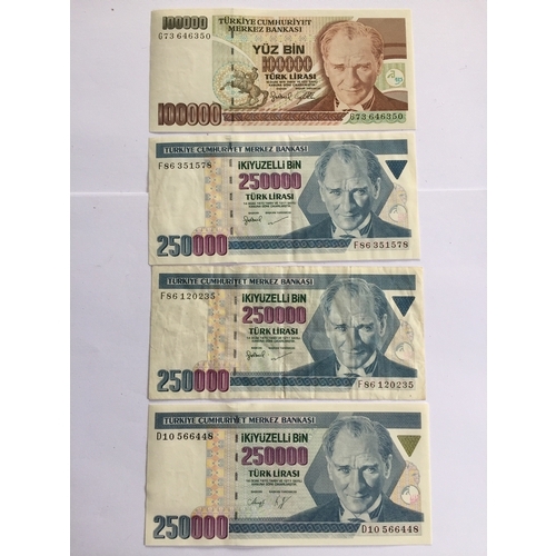 73 - High Denomination Central Bank Of Turkey 1997 Lirasi Notes To Include 100000 Note Uncirculated Along... 