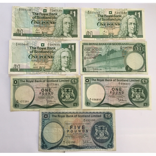 95 - Various 1970'S & 80'S Royal Bank Of Scotland Plc Banknotes To Include One Pound Notes And A Five Pou... 