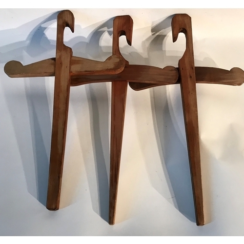 416 - 3 French Vintage Wood Coat Hangers