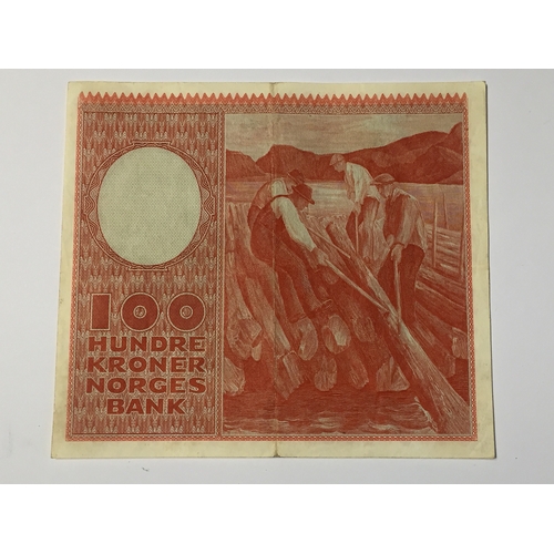 138 - Norway Norges Bank 100 Kroner Note 1961 Exf.