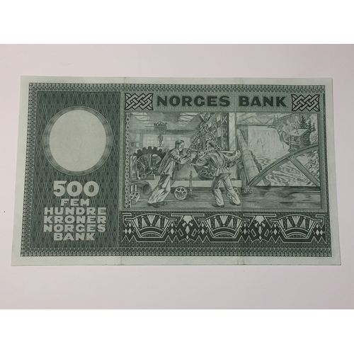 140 - Norway Norges Bank 500 Kroner 1976 Note  In Uncirculated Condition