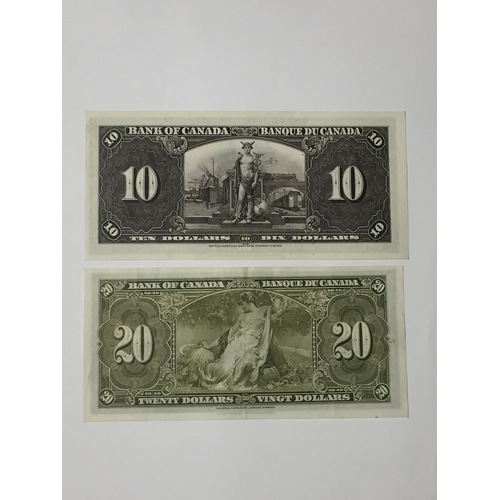 168 - George V1 Bank Of Canada Dollars, Ten Dollar And A Twenty Dollar Note Both Uncirculated Both 1937.(2... 