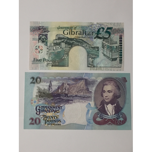 172 - Government Of Gibraltar 2000  Millennium Issue 5 Pound Note In Uncirculated Condition Along With A 1... 