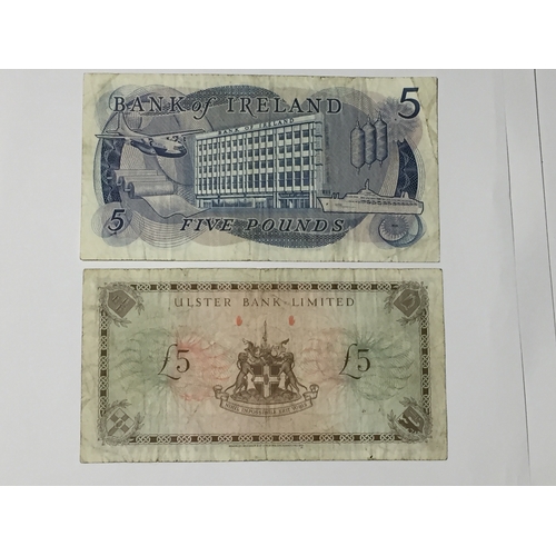 176 - Ulster Bank Limited 5 Pound Note Fine 1971 Along With A Bank Of Ireland Scarce No Sterling 5 Pound N... 