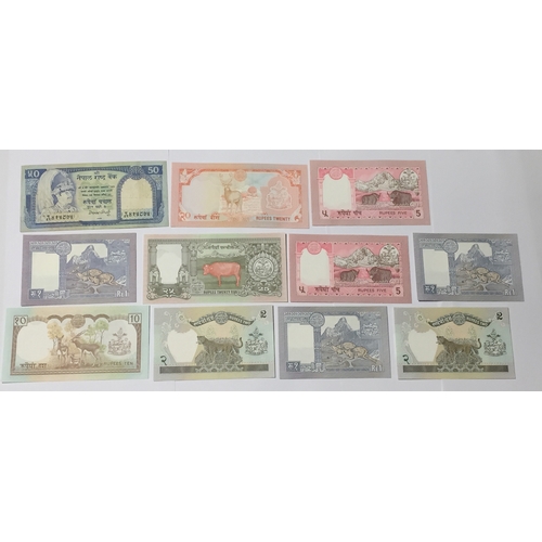 188 - Nepal Kingdom State Bank Rupee Notes 80's 90's Various Denominations All UNC.