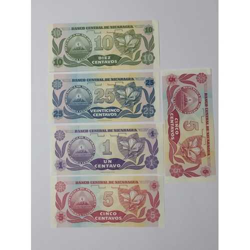 187 - Various Nicaragua Cordoba Bank Notes all Uncirculated 