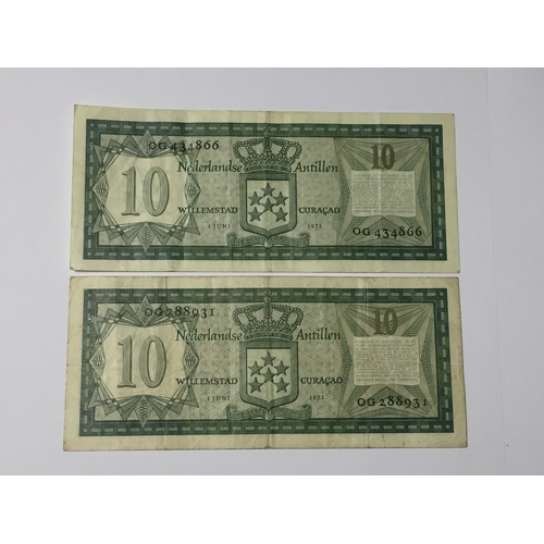 182 - 2 X 1972 Netherlands Bank 10 Guilder Notes Both EXF.