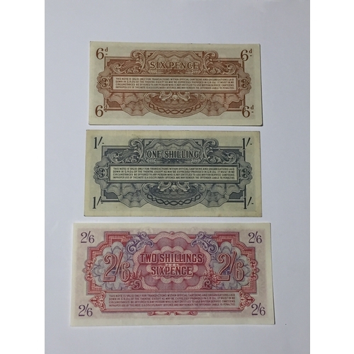 191 - British Armed Forces Notes (First Issue) 1945-1946 To Include Six Pence , One Shilling , And Two Shi... 