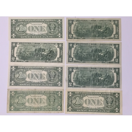 201 - 8 Various American Bank Notes To Include 70's 80's And 90's Dollars To Include The 1995 Series EXF -... 