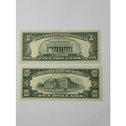 203 - U.S.A Federal Reserve Notes, Series Of 1995, 5 And 10 Dollar Notes Both Uncirculated (2)