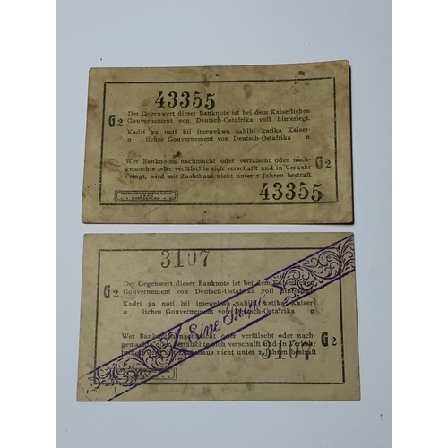 206 - German East Africa, Deutsch - Ostafrikanische  Bank WW1 1916 Emergency Notes 1 Rupie Both EXF (2)