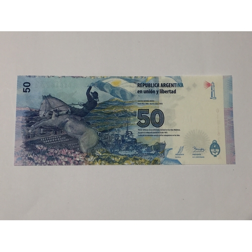 220 - Argentina Bank Note, 50 peso note in tribute to Malvinas, Uncirculated .