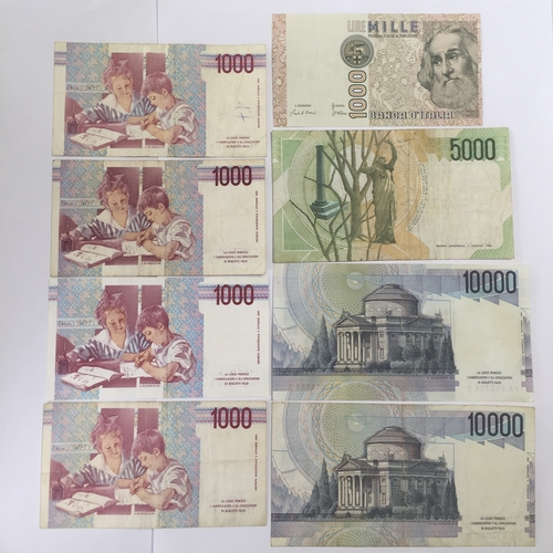 235 - Quantity Of Italian Banknotes To Include 1000 , 5000 And 10,000 Lire  In EXF - UNC Condition