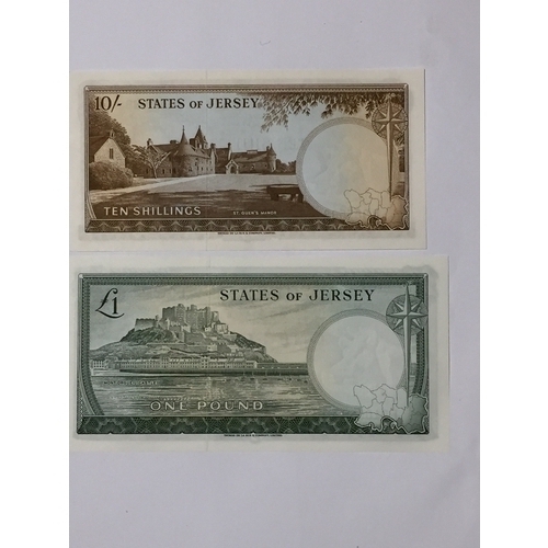 245 - 2 X State Of Jersey Banknotes To Include A Uncirculated Ten Shilling Note Along With A Clennett Poun... 