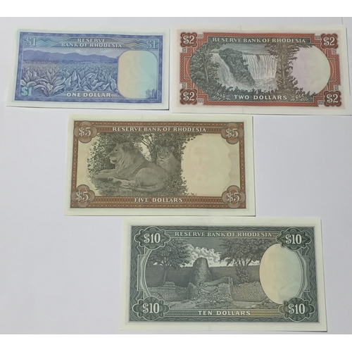 250 - Reserve Bank Of Rhodesia Dollar  System Complete Set To Include 1 , 2 , 5 , 10 Dollar Notes All In U... 