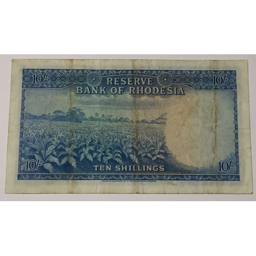 247 - Reserve Bank Of Rhodesia Pound System . 10 Shilling Banknote 1964 EXF